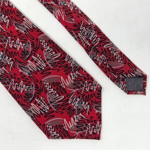 CARLO PALAZZI SILK TIE MADE IN ITALY RED BLACK ABSTRACT SCRIBBLE 3.25" X 58"